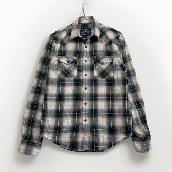 American Eagle Western Plaid Shirt Men Sz S Vintage Fit Long Sleeve Pearl Snap - Picture 1 of 13